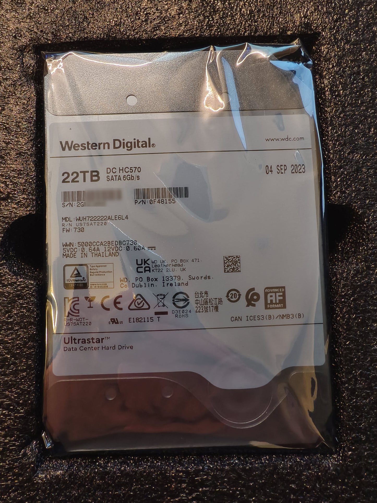 WD Ultrastar DC HC570 22TB Enterprise 3.5" SATA HDD CMR WUH722222ALE6L4 0F48155 OEM