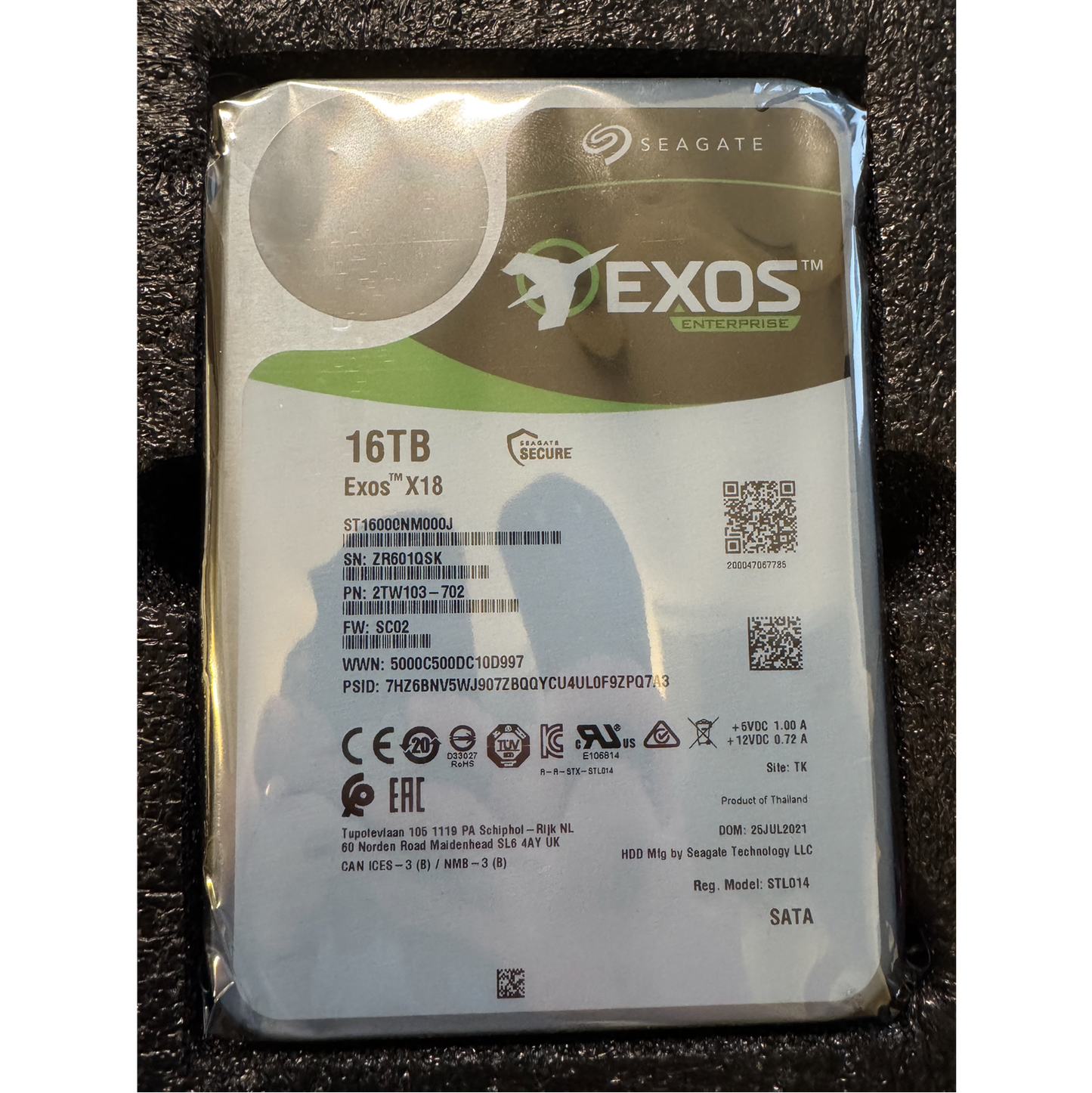 Refurbished Seagate EXOS X18 16TB ST16000NM000J SATA CMR 3.5" Enterprise HDD OEM