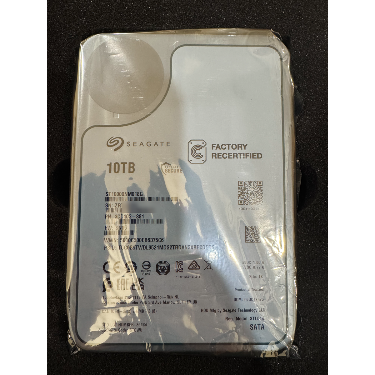 Recertified Seagate EXOS X18 10TB ST10000NM018G ENTERPRISE 3.5" SATA III CMR HARD DRIVE