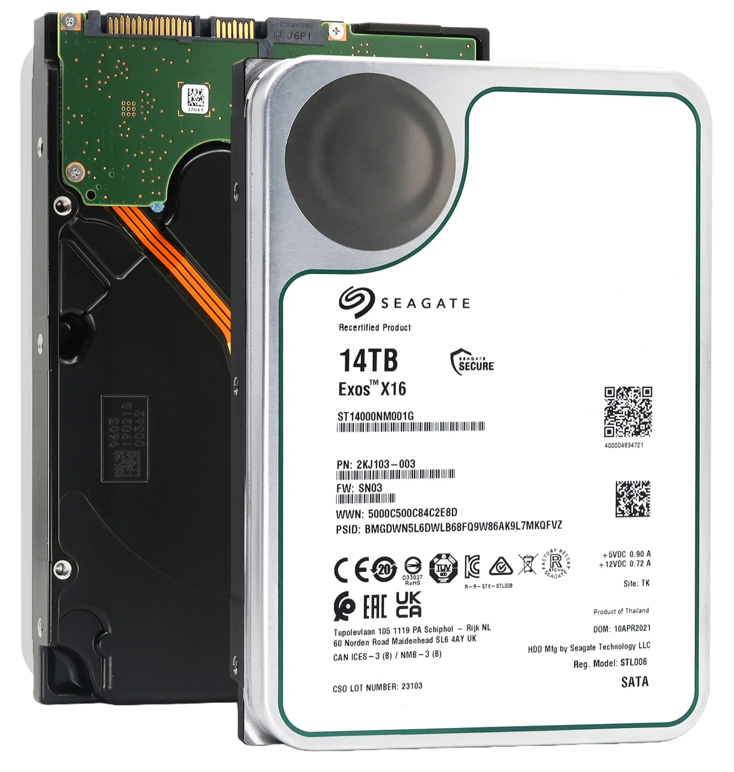 Recertified Seagate EXOS X16 14TB ST14000NM001G ENTERPRISE 3.5" SATA III CMR HARD DRIVE