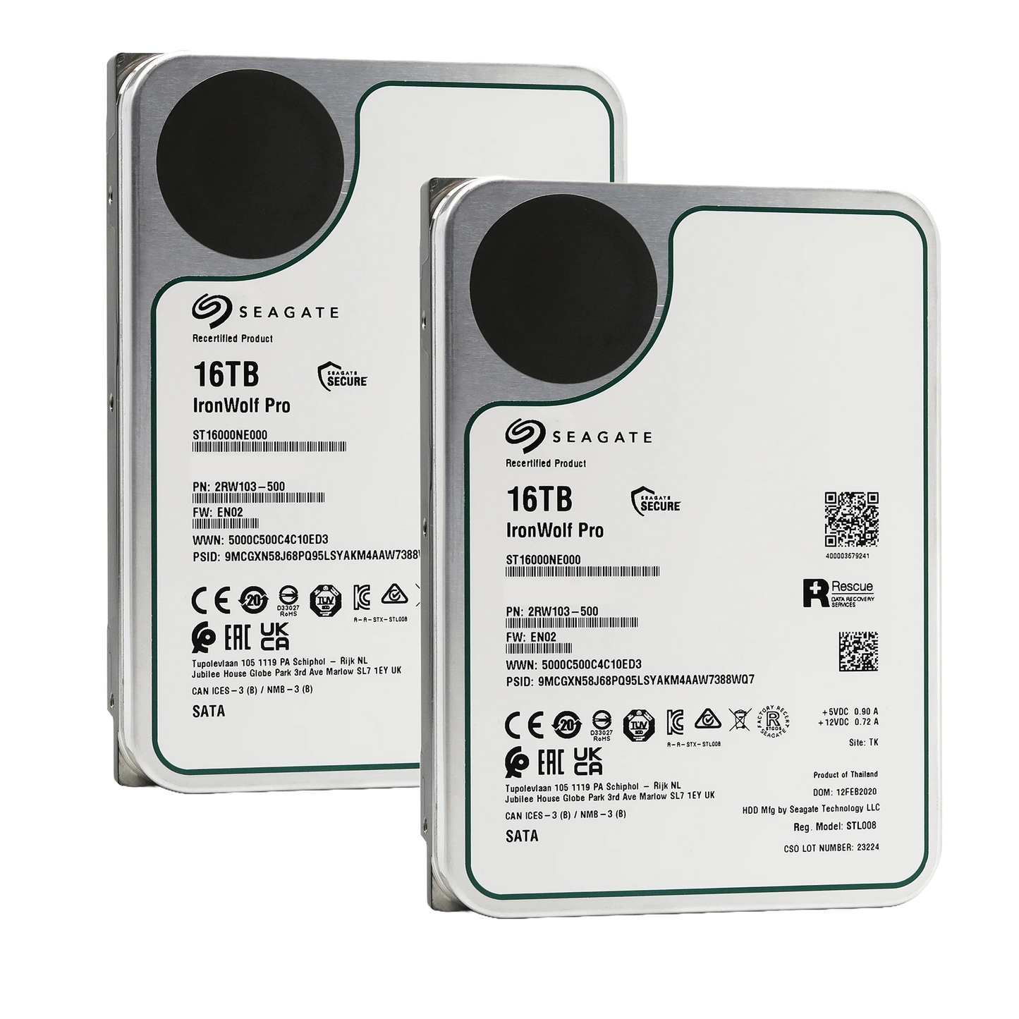 Recertified Seagate Ironwolf Pro 16TB ST16000NE000 NAS 3.5" SATA III CMR HARD DRIVE