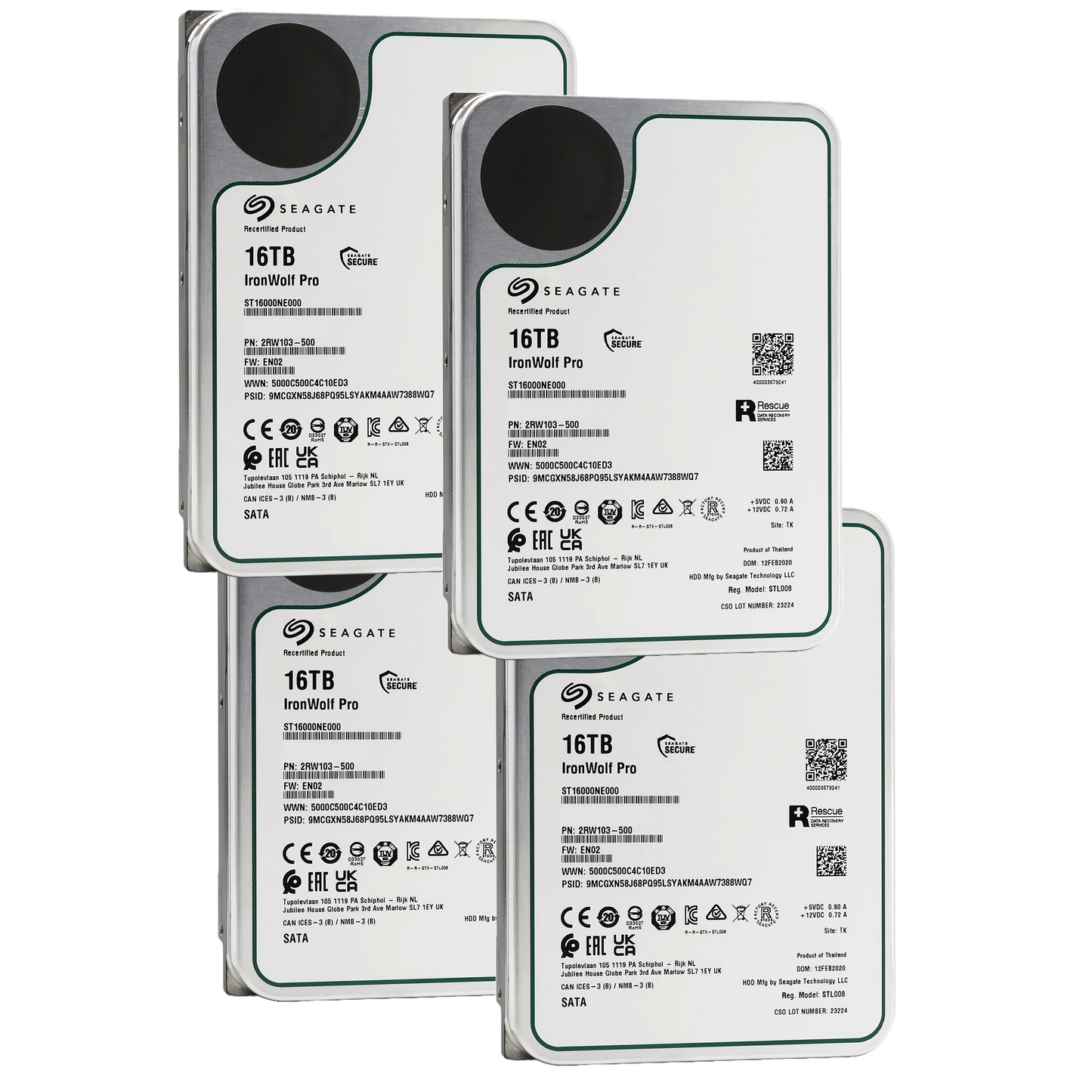 Recertified Seagate Ironwolf Pro 16TB ST16000NE000 NAS 3.5" SATA III CMR HARD DRIVE