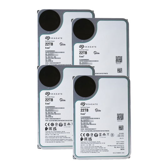 4 Pack Recertified Seagate EXOS 22TB ST22000NM000C ENTERPRISE 3.5" SATA III CMR HARD DRIVE