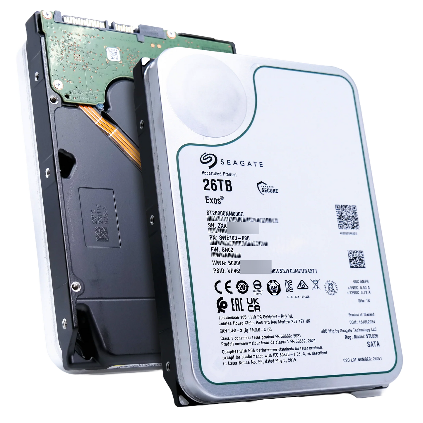Recertified Seagate EXOS 26TB ST26000NM000C ENTERPRISE 3.5" SATA III CMR HARD DRIVE