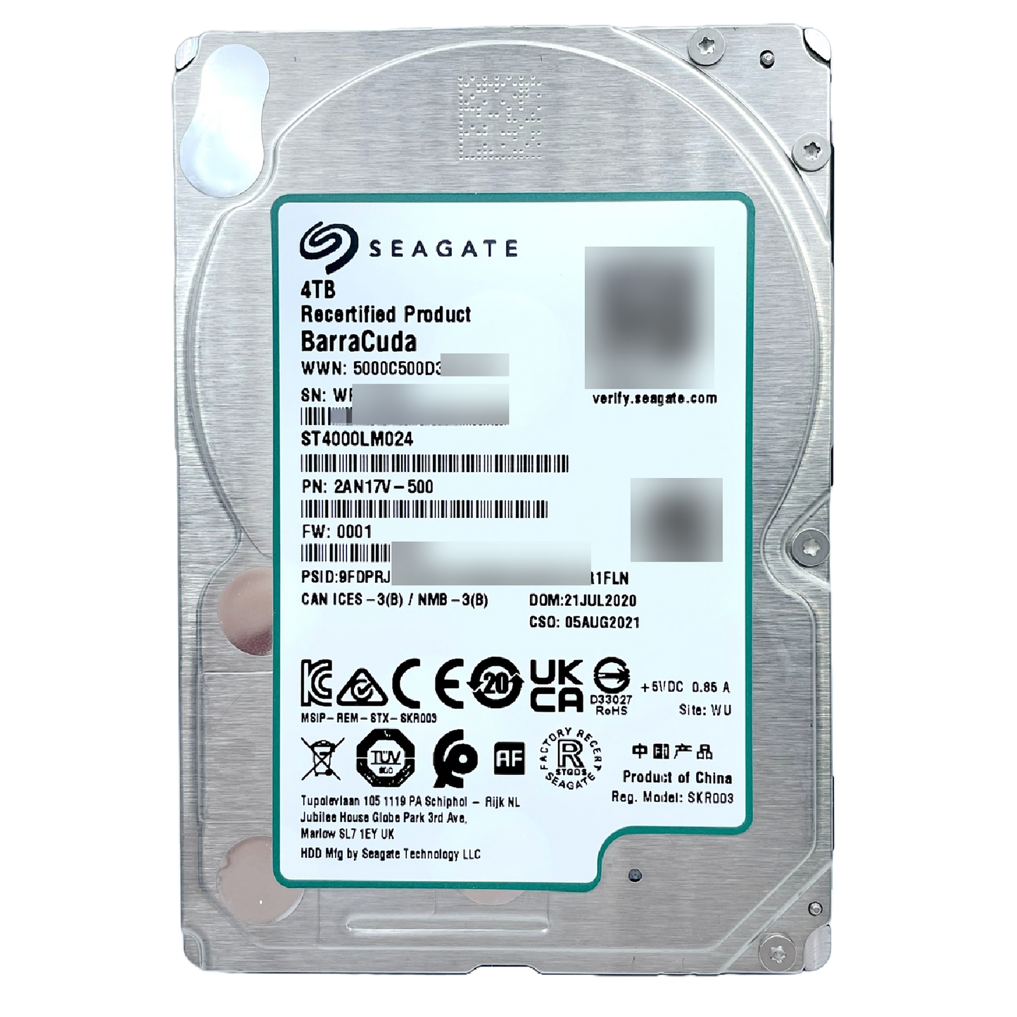 Recertified Seagate Barracuda 4TB ST4000LM024 SATA 2.5" 15mm Height HDD OEM