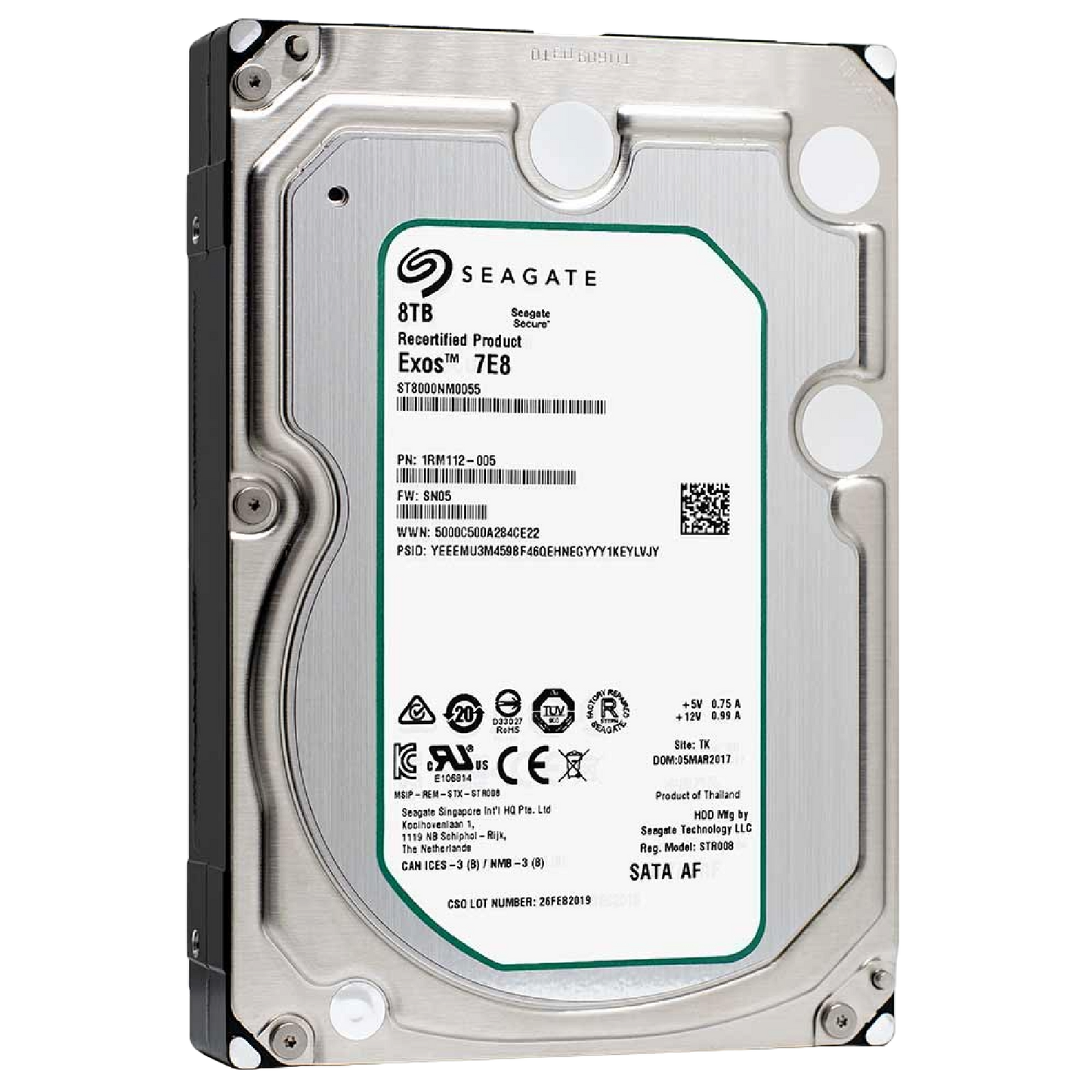 Recertified Seagate EXOS 7E8 8TB ST8000NM0055 ENTERPRISE 3.5" SATA III CMR HARD DRIVE