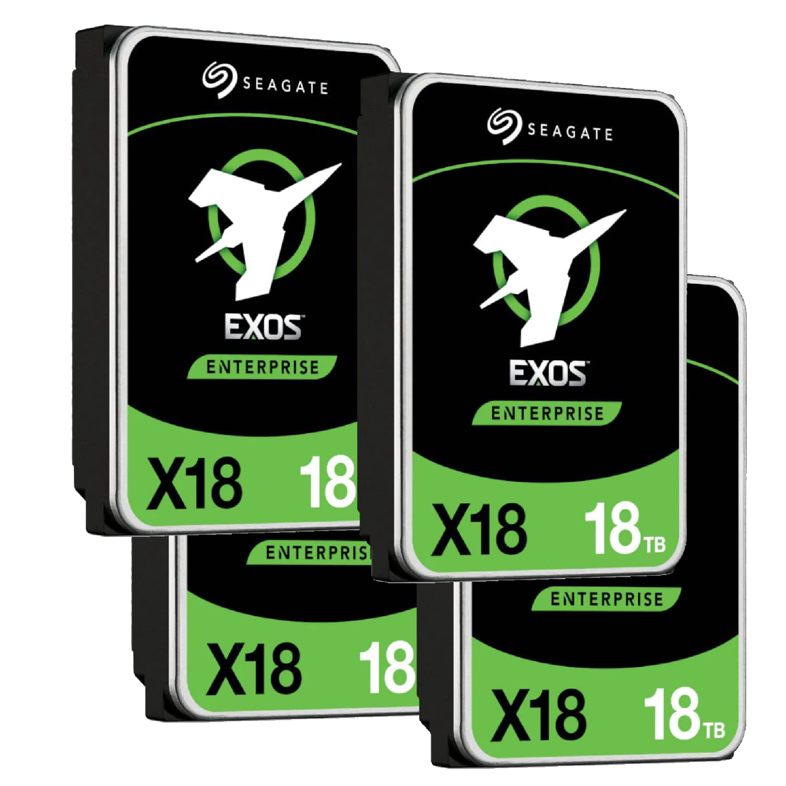 4-Pack Refurbished Seagate Exos X18 18TB SATA HDD ST18000NM000J