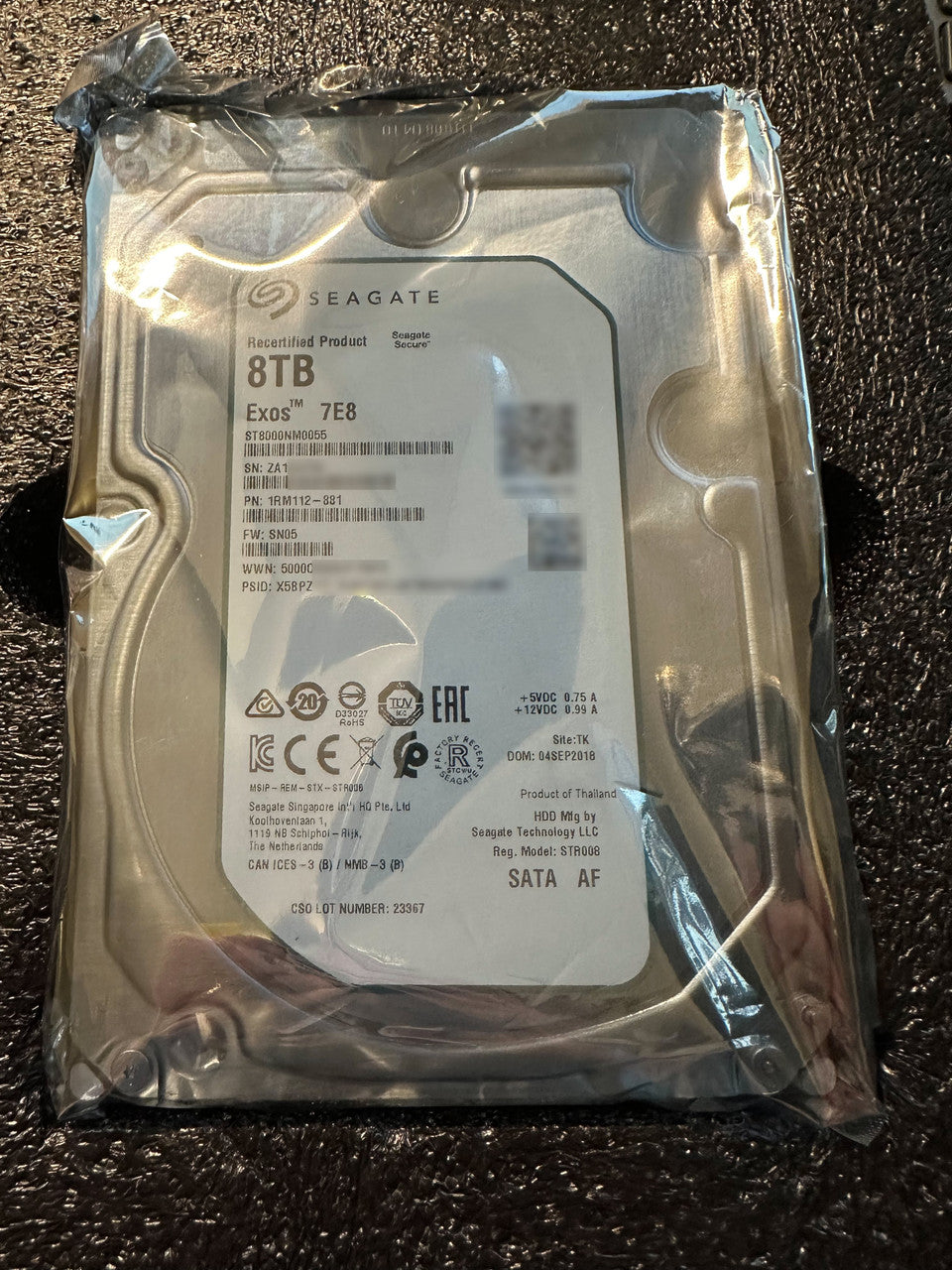 Recertified Seagate EXOS 7E8 8TB ST8000NM0055 ENTERPRISE 3.5" SATA III CMR HARD DRIVE