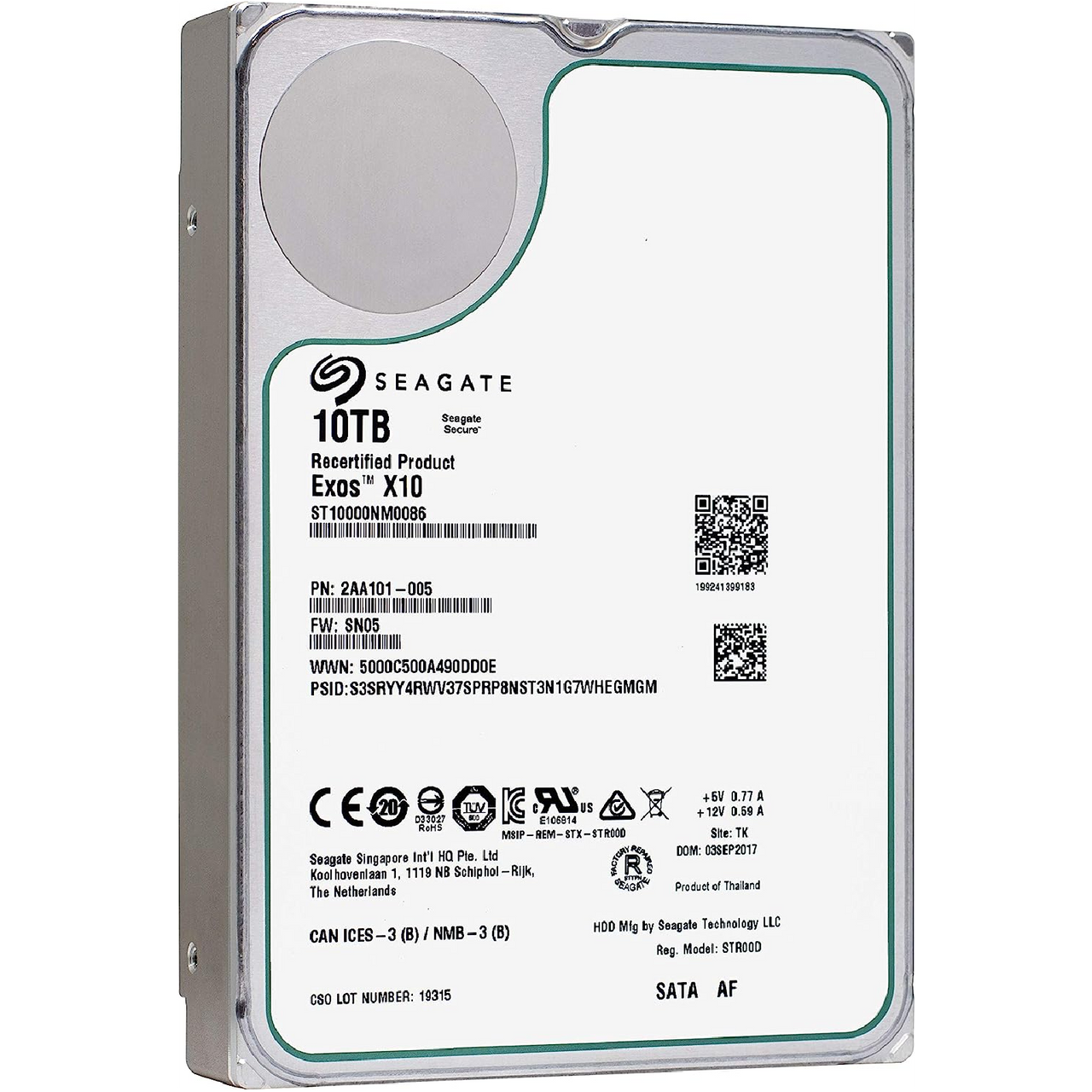 Recertified Seagate EXOS X10 10TB ST10000NM0086 ENTERPRISE 3.5" SATA III CMR HARD DRIVE