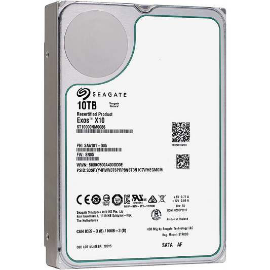 Recertified Seagate EXOS X10 10TB ST10000NM0086 ENTERPRISE 3.5" SATA III CMR HARD DRIVE