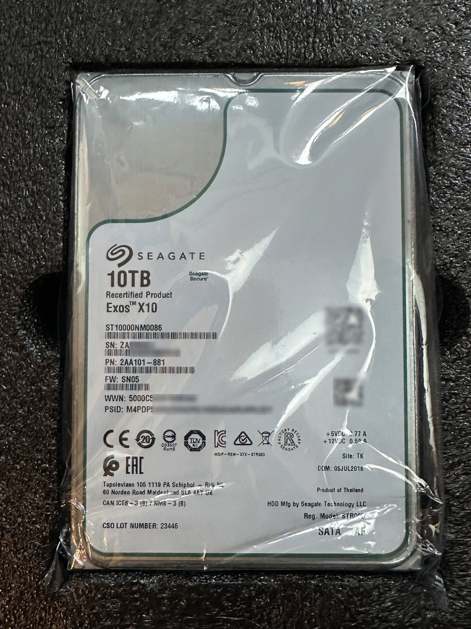 Recertified Seagate EXOS X10 10TB ST10000NM0086 ENTERPRISE 3.5" SATA III CMR HARD DRIVE