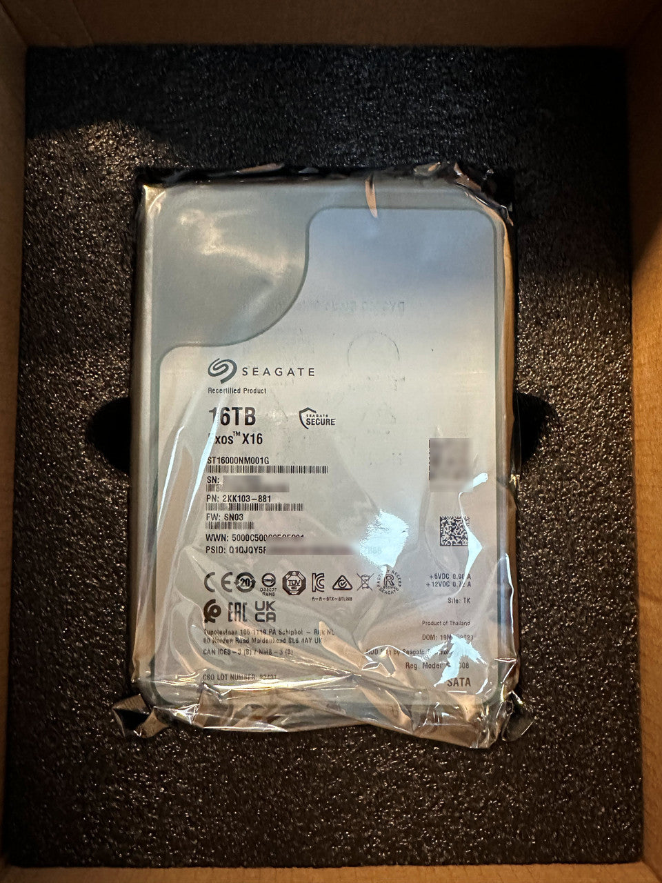 Recertified Seagate EXOS X16 16TB ST16000NM001G ENTERPRISE 3.5" SATA III CMR HARD DRIVE