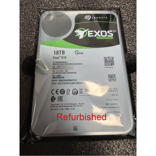 Refurbished Seagate EXOS X18 18TB ST18000NM000J SATA CMR 3.5" Enterprise HDD OEM