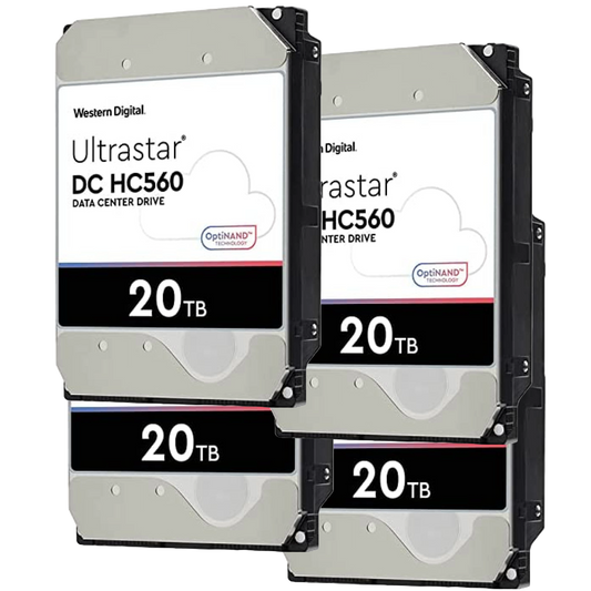 4 Pack WD Ultrastar DC HC560 20TB Enterprise 3.5" SATA HDD CMR WUH722020BLE6L4 0F48155 OEM
