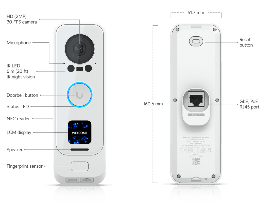 Ubiquiti UniFi G4 Doorbell Pro UVC-G4 Doorbell Pro PoE Kit-White