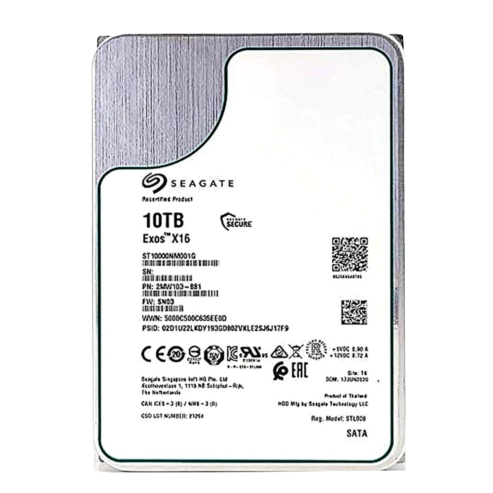 Recertified Seagate EXOS X16 10TB ST10000NM001G ENTERPRISE 3.5" SATA III CMR HARD DRIVE