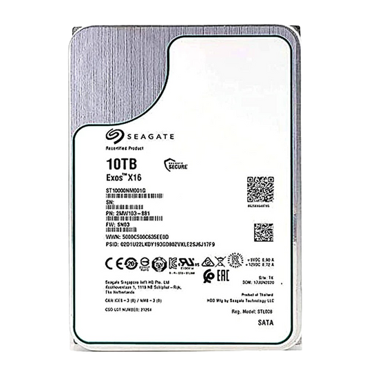 Recertified Seagate EXOS X16 10TB ST10000NM001G ENTERPRISE 3.5" SATA III CMR HARD DRIVE