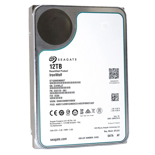 Recertified Ironwolf 12TB ST12000VN0007 NAS 3.5" SATA III CMR HARD DRIVE