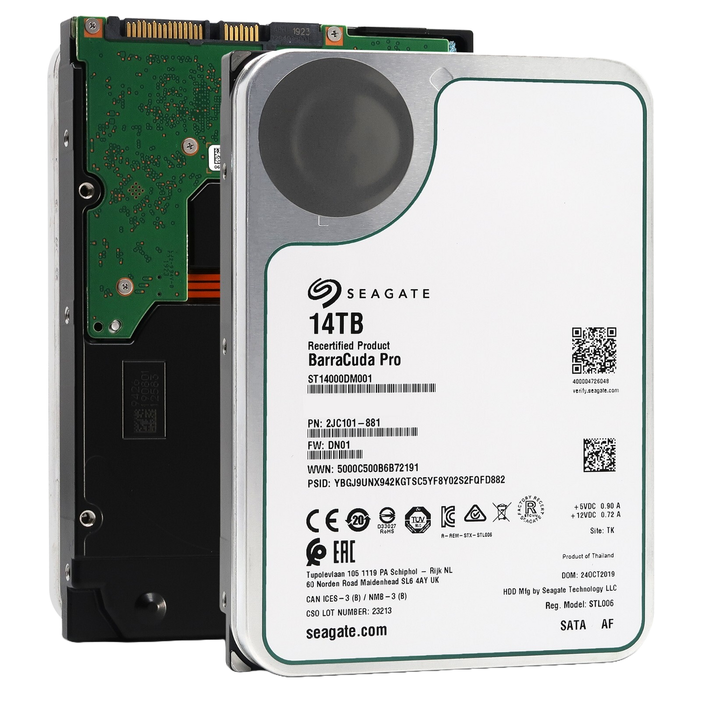 Recertified Seagate BarraCuda Pro 14TB ST14000DM001 Desktop 3.5" SATA III CMR HARD DRIVE