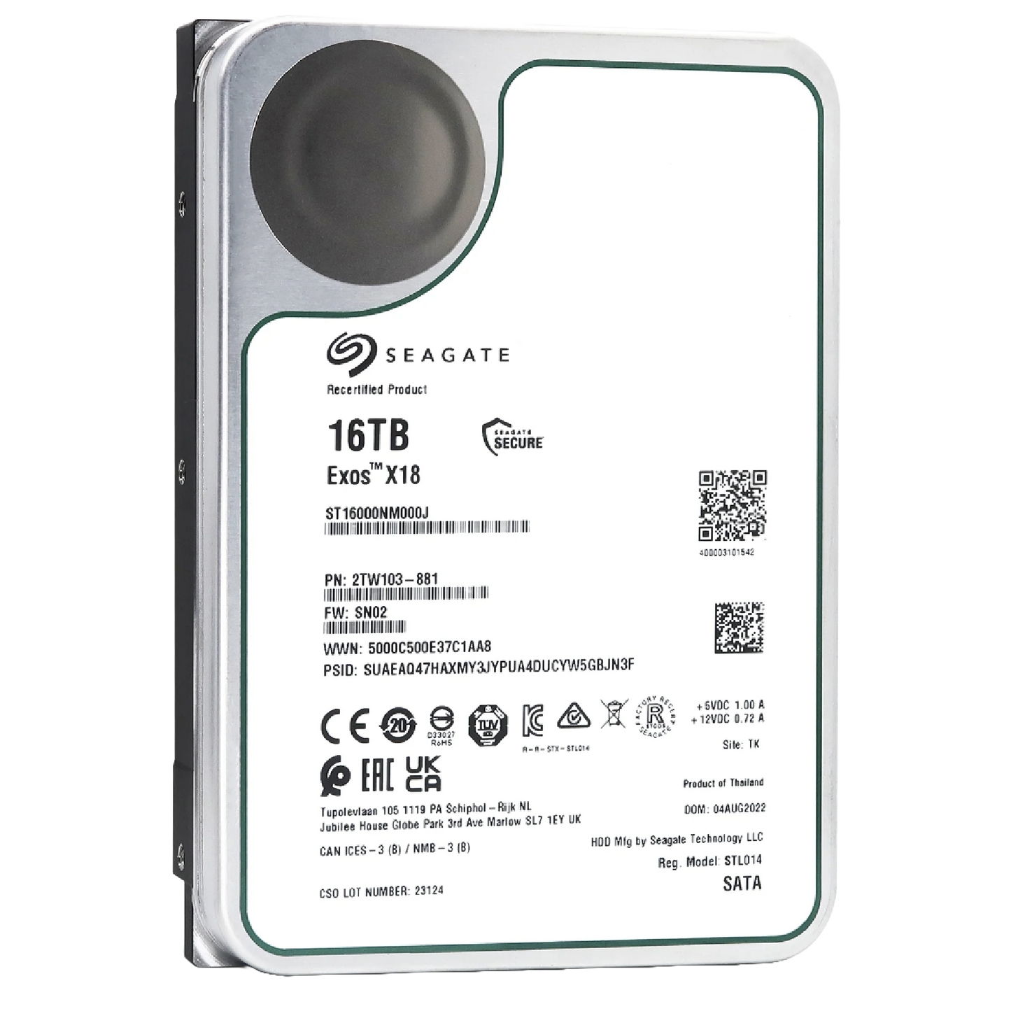 Recertified Seagate EXOS X18 ENTERPRISE 3.5" SATA III CMR HARD DRIVE | 10TB–18TB
