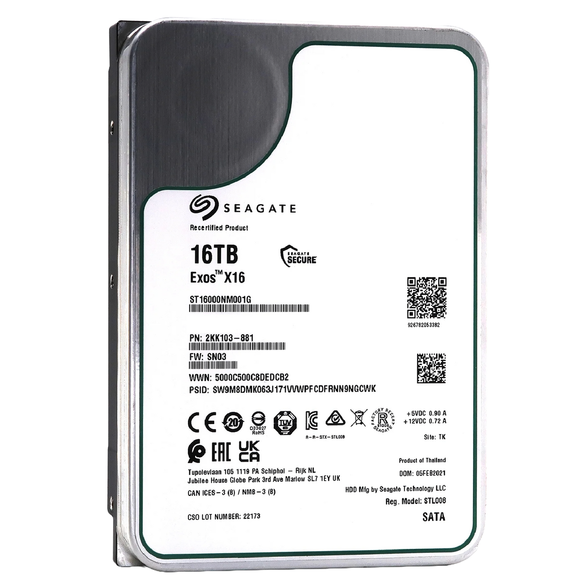 Recertified Seagate Exos X16 16TB SATA HDD | Enterprise Hard Drive