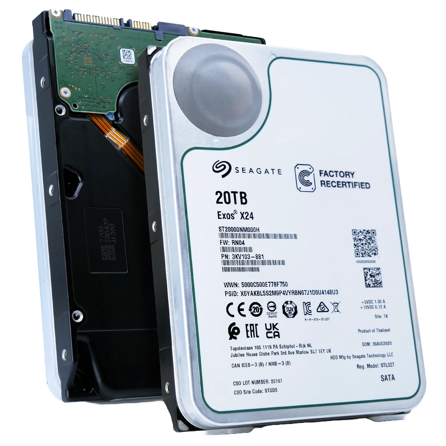 Recertified Seagate EXOS X24 20TB ST20000NM000H ENTERPRISE 3.5" SATA III CMR HARD DRIVE