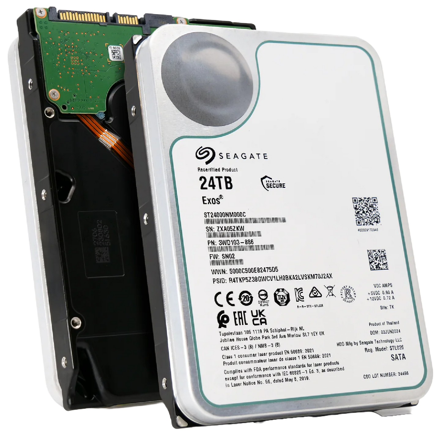 Recertified Seagate EXOS 24TB ST24000NM000C ENTERPRISE 3.5" SATA III CMR HARD DRIVE