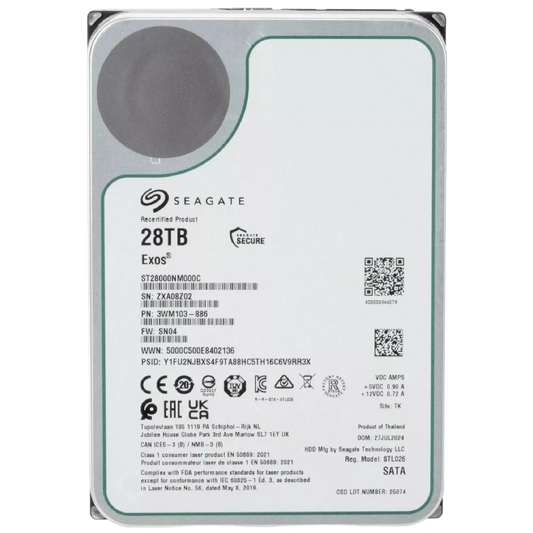 Recertified Seagate EXOS 28TB ST28000NM000C ENTERPRISE 3.5" SATA III CMR HARD DRIVE