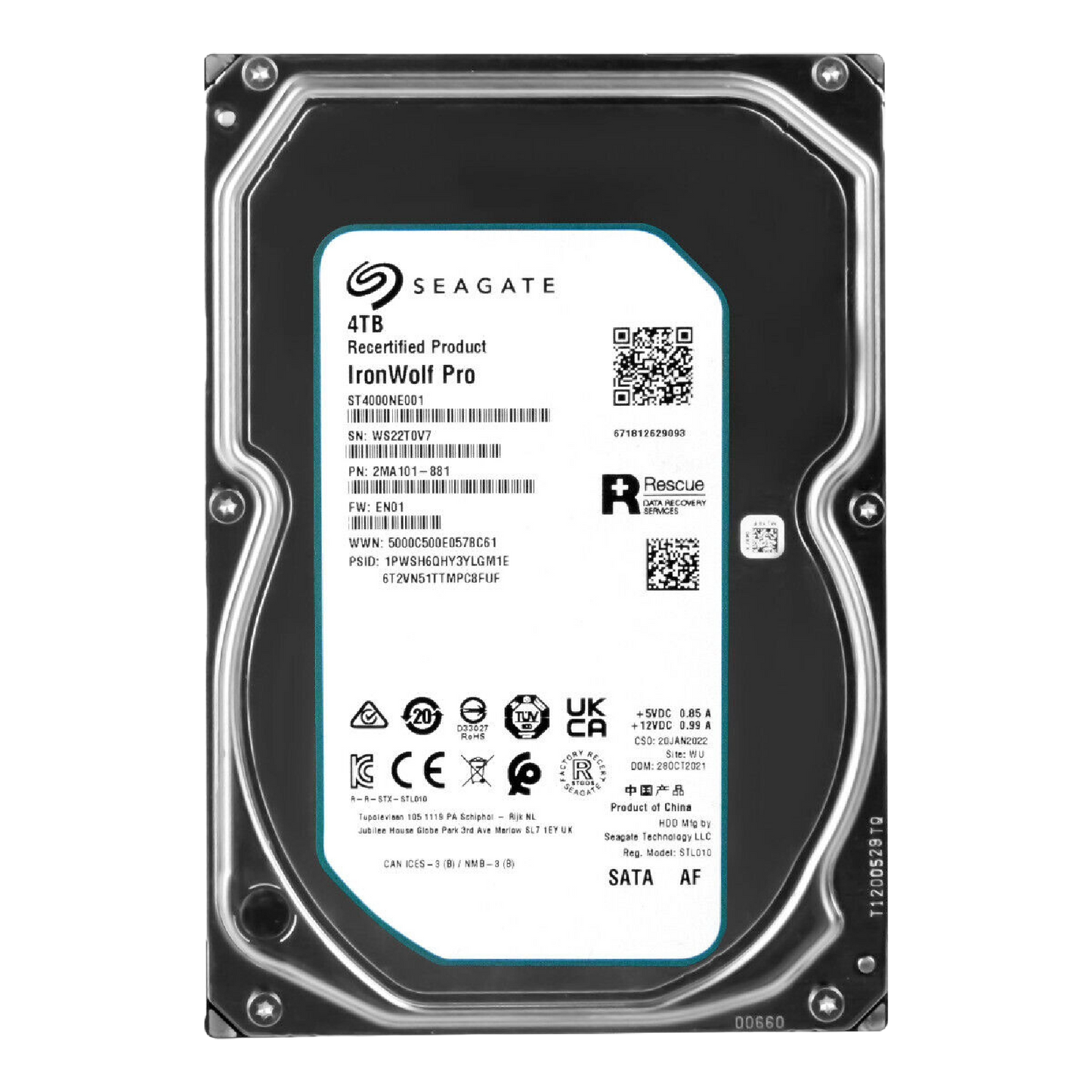 Recertified Seagate Ironwolf Pro 4TB ST4000NE001 NAS 3.5" SATA III CMR HARD DRIVE