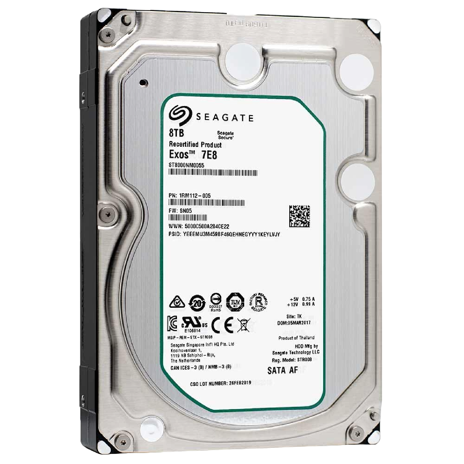 Seagate ST8000NM0055 - HDD Enterprise 8TB SATA 3.5" Per Server, 7200 RPM 256MB