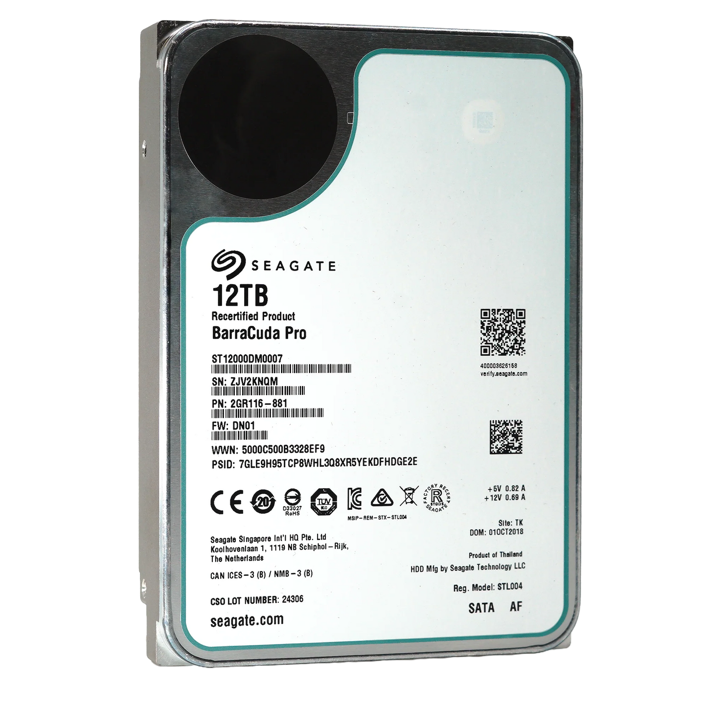 Recertified Seagate BarraCuda Pro 12TB ST12000DM0007 ENTERPRISE 3.5" SATA III CMR HARD DRIVE