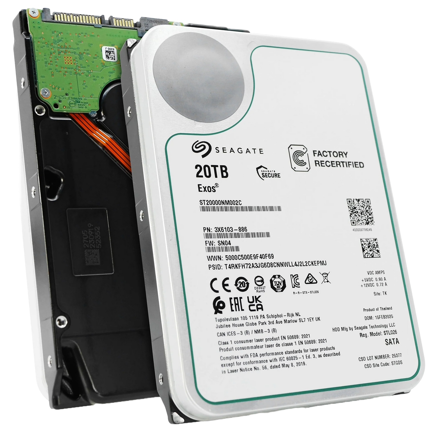 Recertified Seagate EXOS 20TB ST20000NM002C ENTERPRISE 3.5" SATA III CMR HARD DRIVE