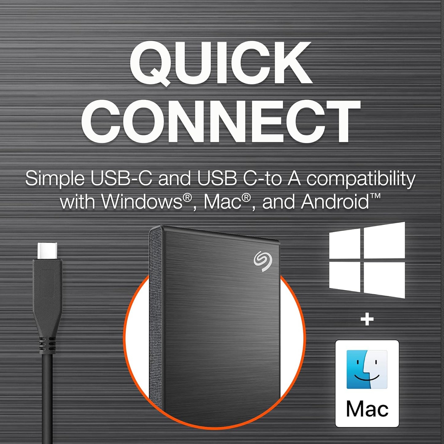 Recertified Seagate One Touch 2TB USB-C External Portable SSD STKG2000400