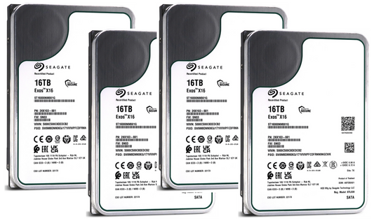 4 Pack Recertified Seagate EXOS X16 16TB ST16000NM001G 3.5" ENTERPRISE CMR HARD DRIVE