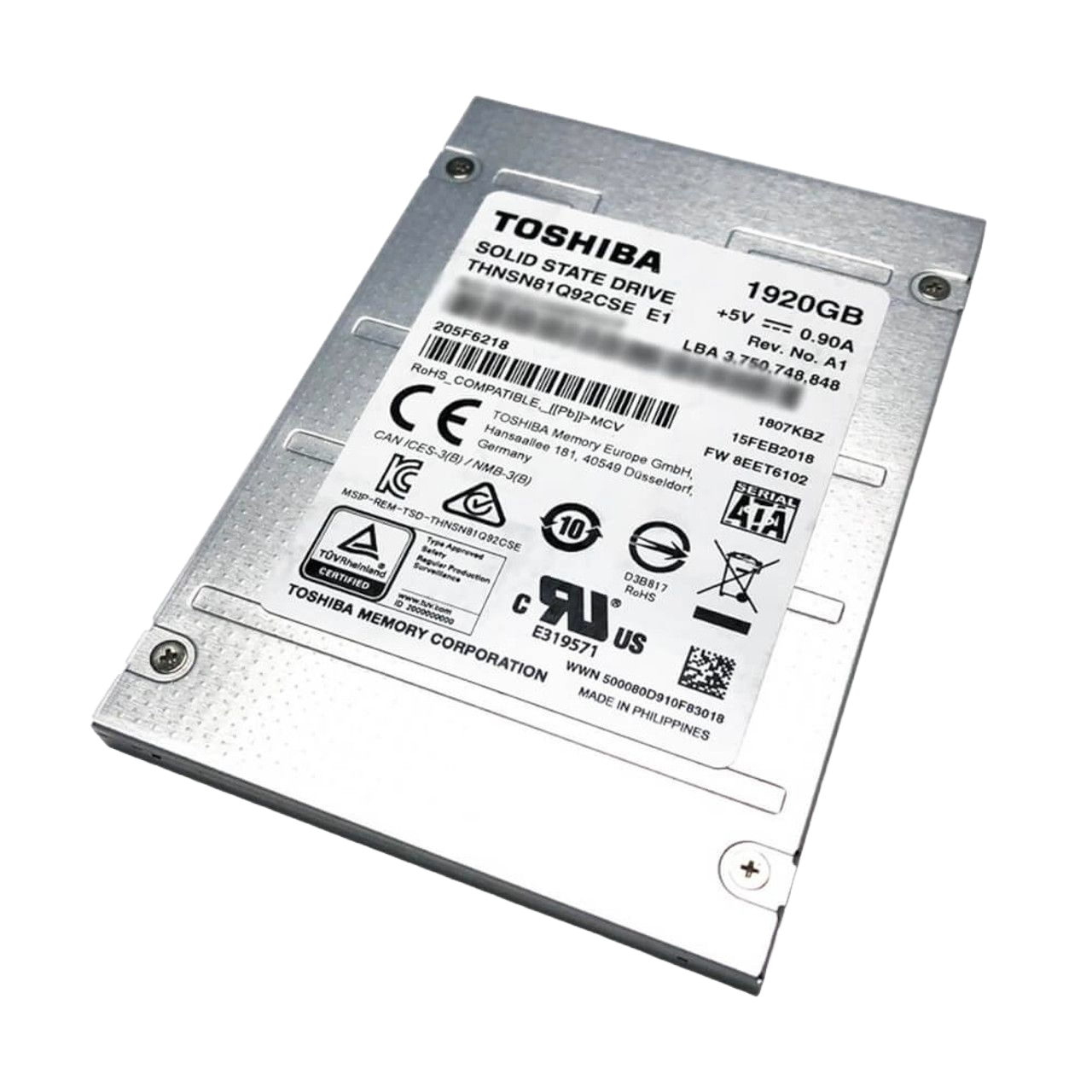 Refurbished Toshiba HK4R THNSN81Q92CSE 1.92TB (1920GB) Enterprise SSD MLC SATA 6Gb/s 2.5-Inch