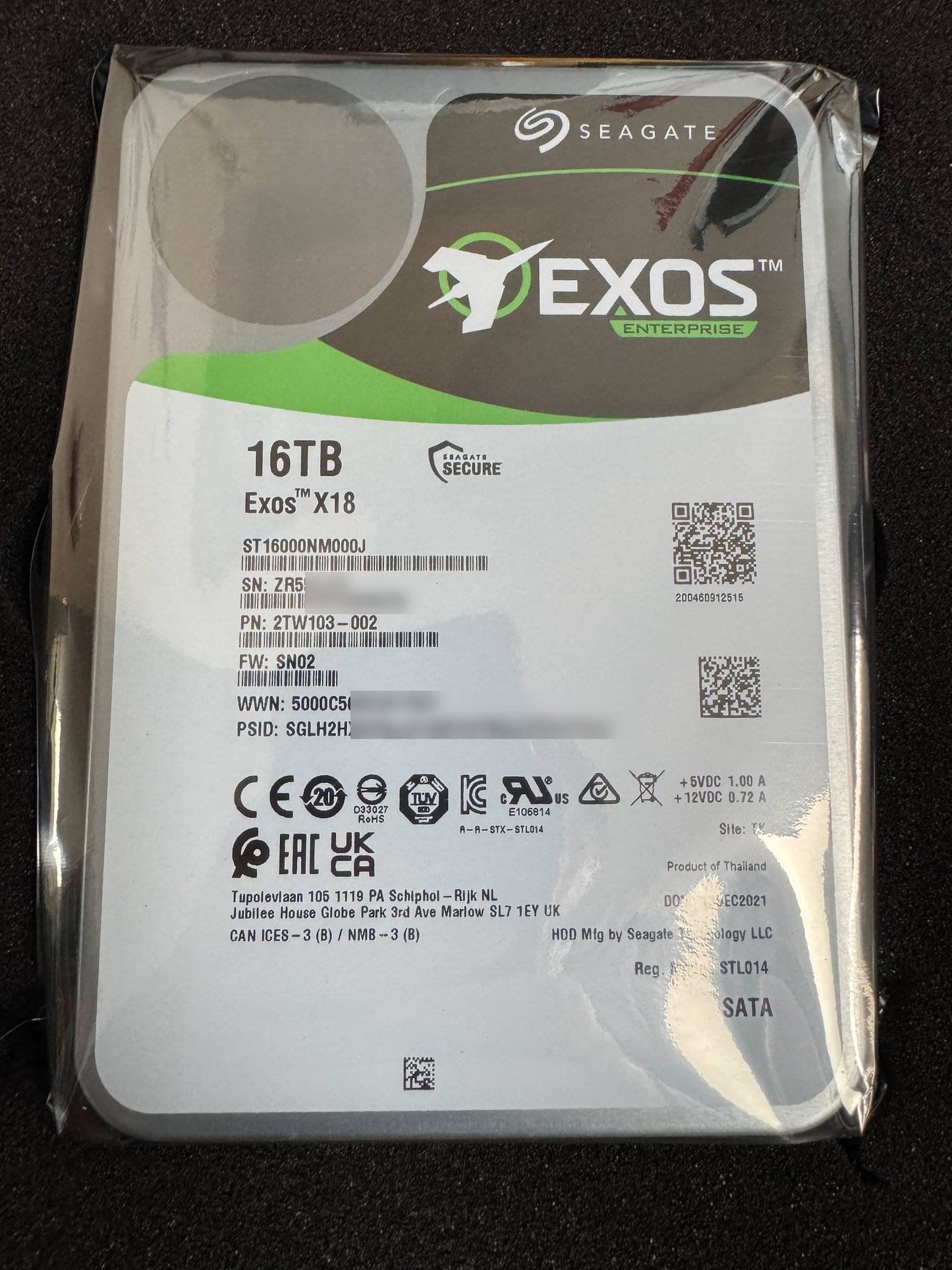 Refurbished Seagate EXOS X18 16TB ST16000NM000J SATA CMR 3.5" Enterprise HDD OEM