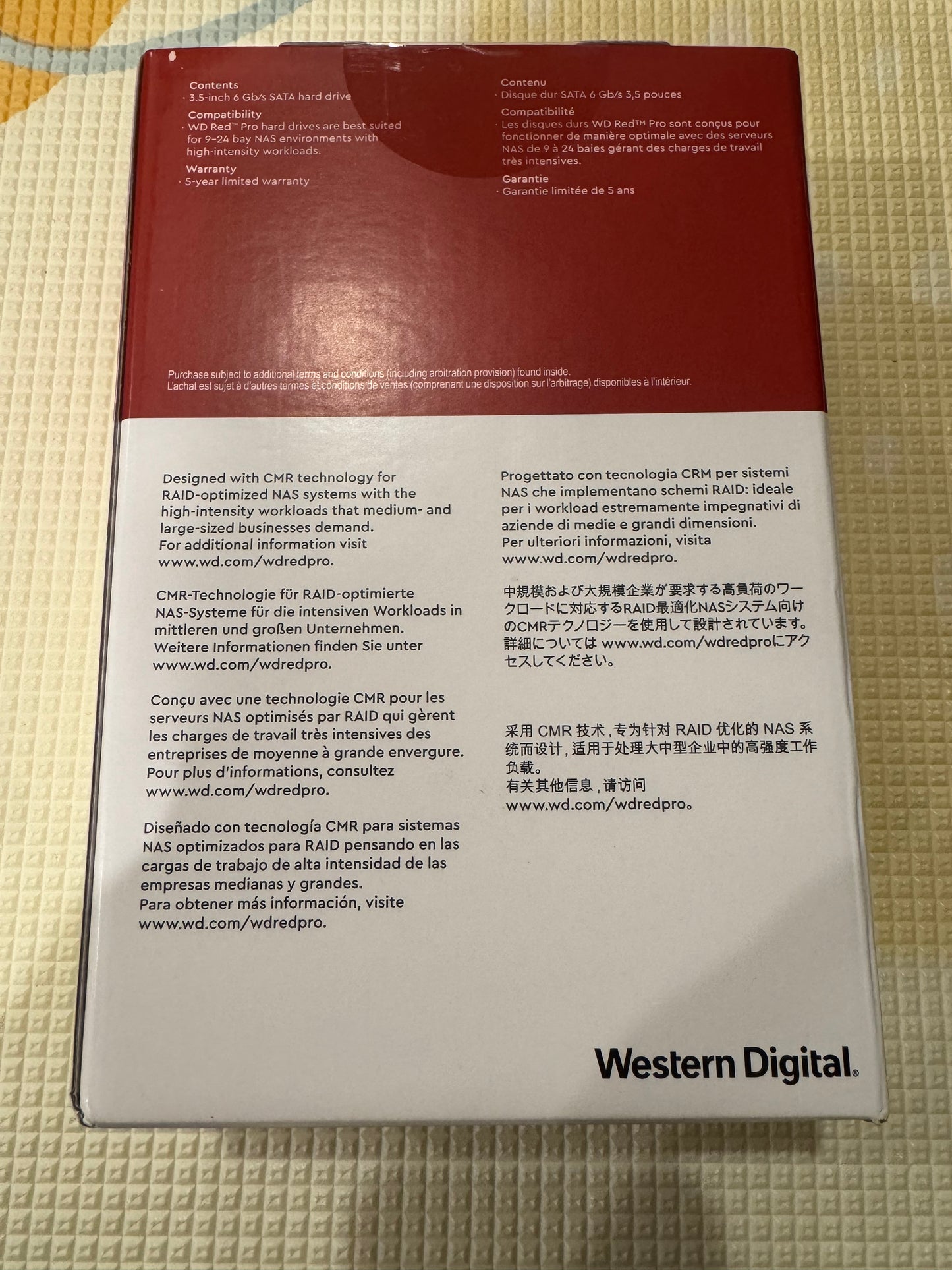 Western Digital Red Pro NAS 20TB 3.5" CMR 512MB Cache WD201KFGX