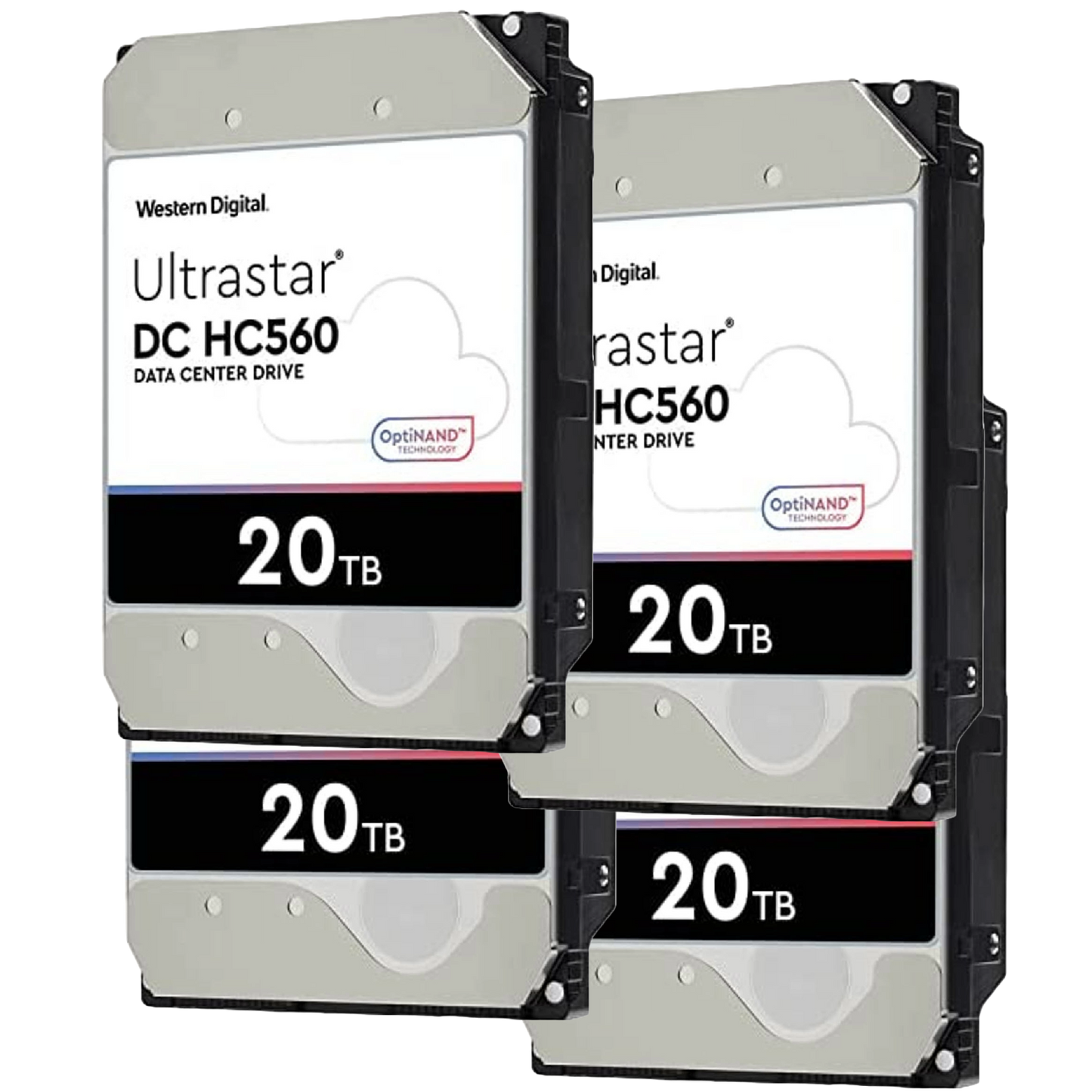 4 Pack WD Ultrastar DC HC560 20TB Enterprise 3.5" SATA HDD CMR WUH722020BLE6L4 0F38785 OEM